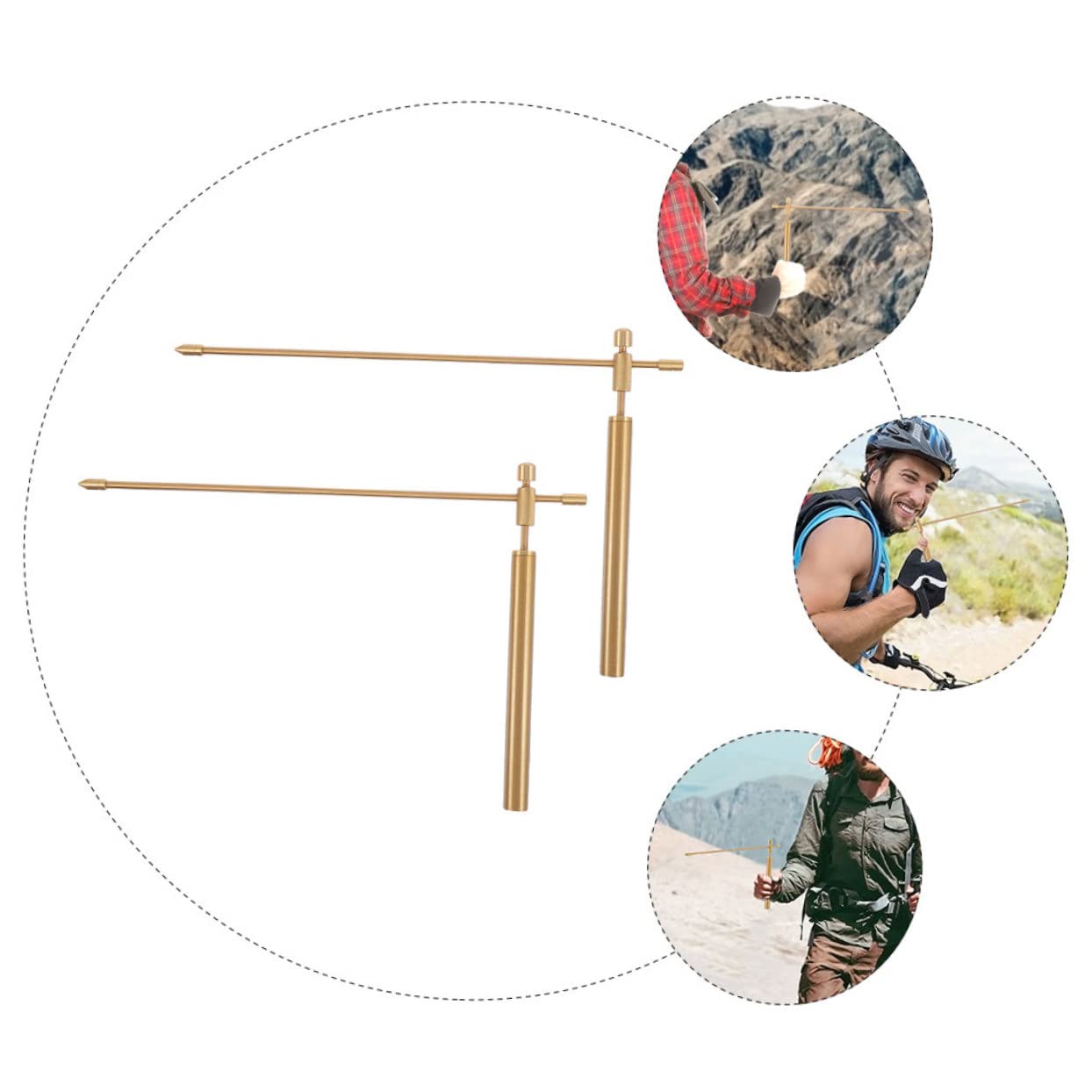 PRETYZOOM 2pcs Copper Dowsing Rods with Smooth Surface and Flexible Rotation Portable Water Divining Rods Detection Tool with Storage Bag for Outdoor Use