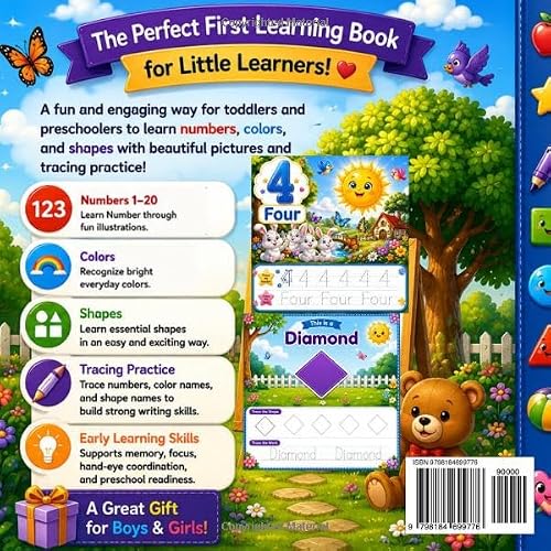 My First Numbers, Colors & Shapes Book| Learn Numbers 1–20, Colors, Shapes & Tracing | Early Learning Workbook for Toddlers, Preschool & Kindergarten Kids Ages 2–5: Educational Tracing book for kids - Image 2