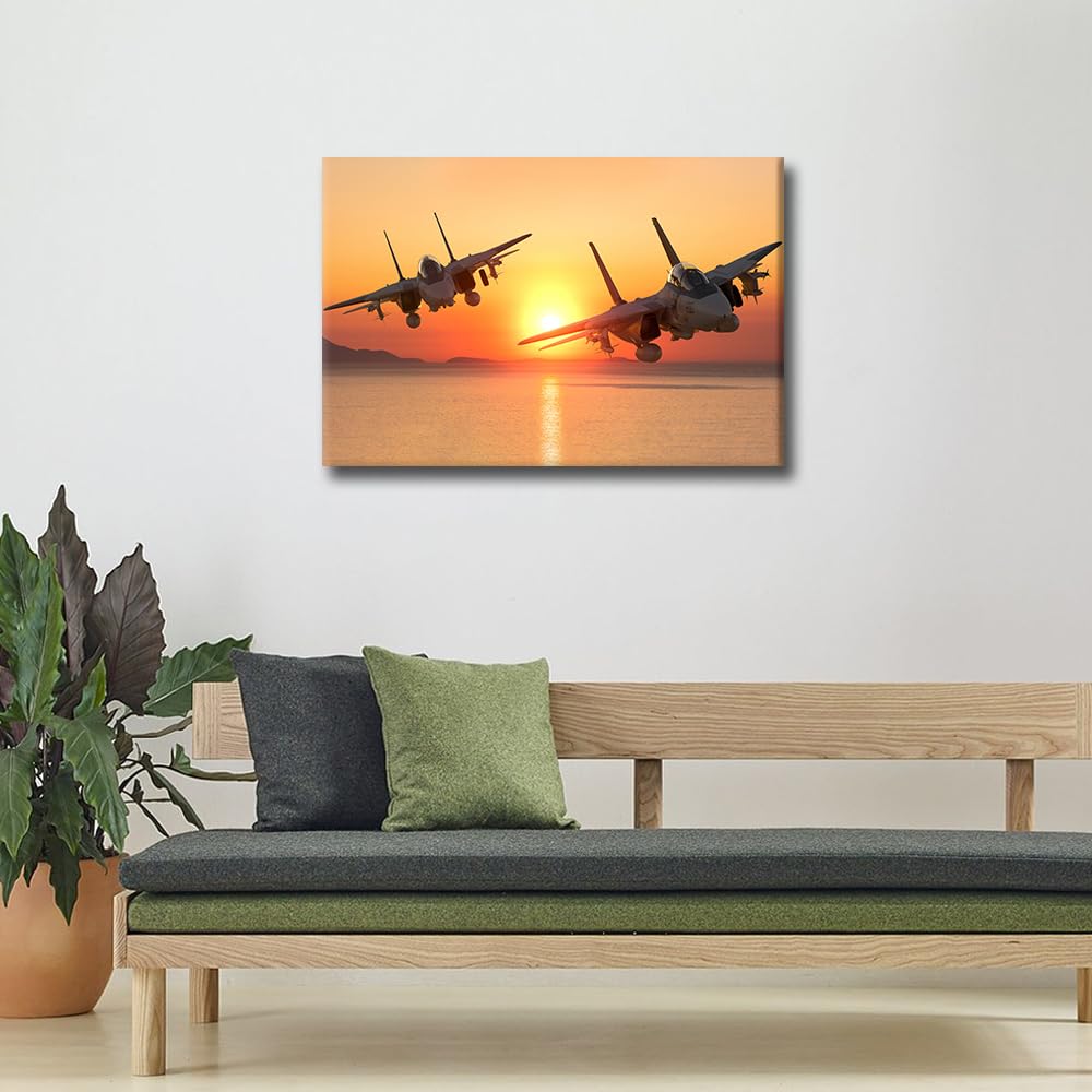TISHIRON Wall Art Grumman F-14 Tomcat Fighter Jet Pictures Print On Canvas Modern Artwork Aircraft Wall Art for Living Room Office Giclee Gallery Posters and Prints Framed Ready to Hang - Image 3