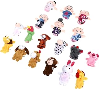 Kisangel Puppet 18pcs Story Time Finger Puppets Plush Animals Finger Puppets Family Members Figures for Educational Accessories Mini Toys