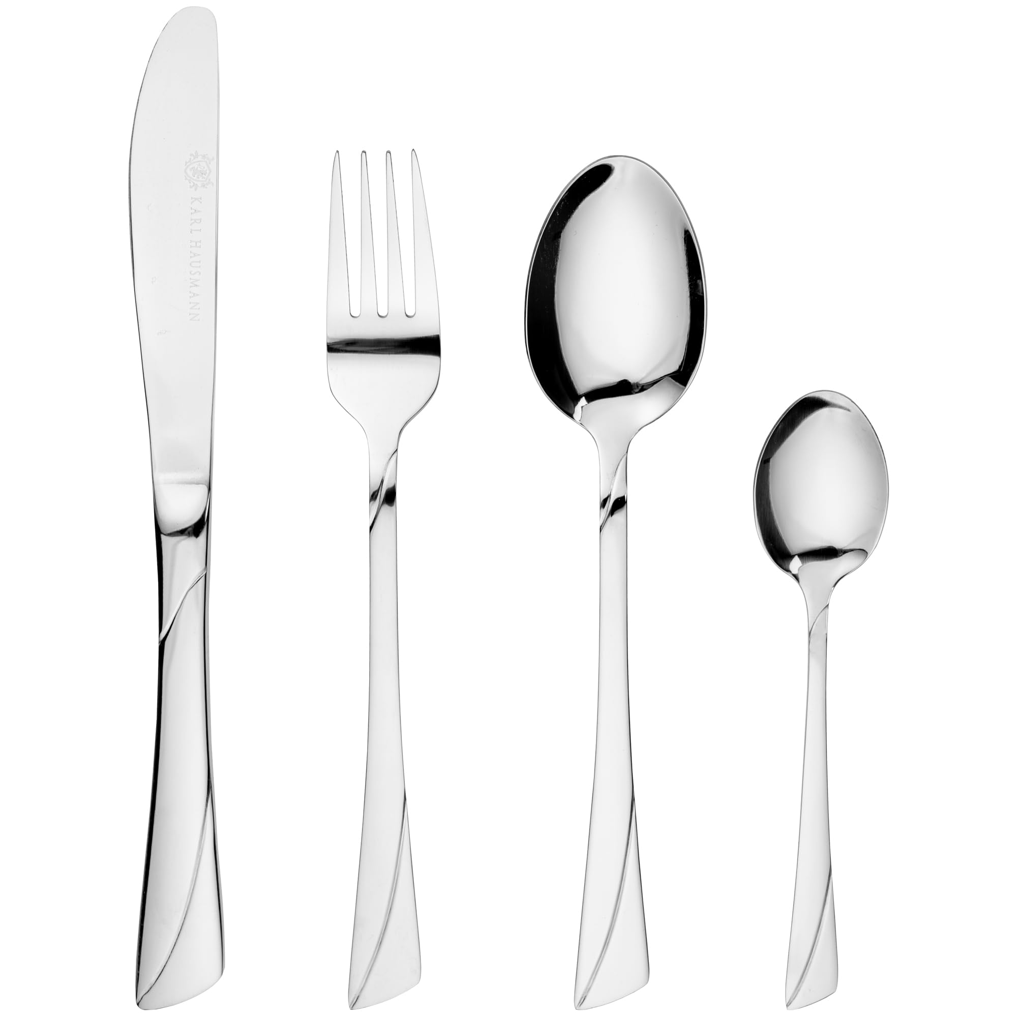 KARL HAUSMANN Set Posate 12 Persone, 72 Pezzi in Acciaio Inox 18/0 con Valigetta - Servizio Posate con Coltelli Forchette Cucchiai + Posate da Servizio, Lucido, Lavabili in Lavastovigli
