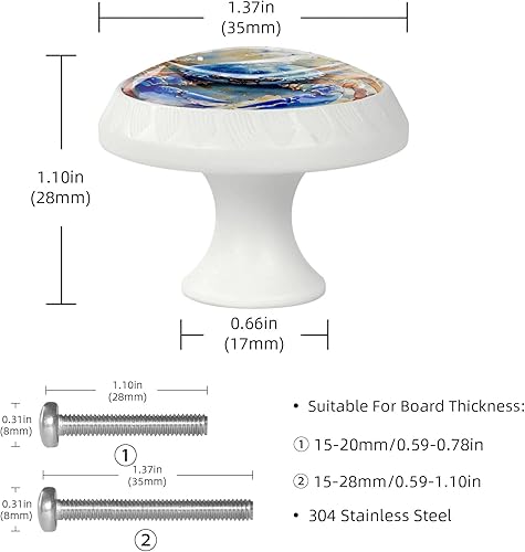 Miniatura 4 de LORVIES Paquete de 4 pomos decorativos de gabinete de 1.37 pulgadas, cristal ABS blanco redondo de un solo agujero, tiradores de puerta para