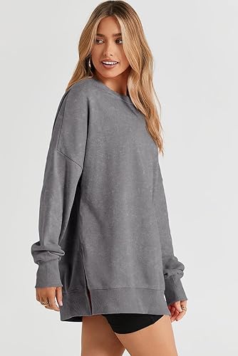 Miniatura 2 de SHEWIN Sudadera casual de manga larga con cuello redondo para mujer, ligera, holgada