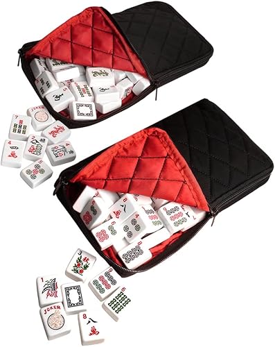 Miniatura 2 de American Mah Jongg Set Black Quilted Soft Bag - 166 White Engraved Tiles, 4 All-in-One Rack/Pushers