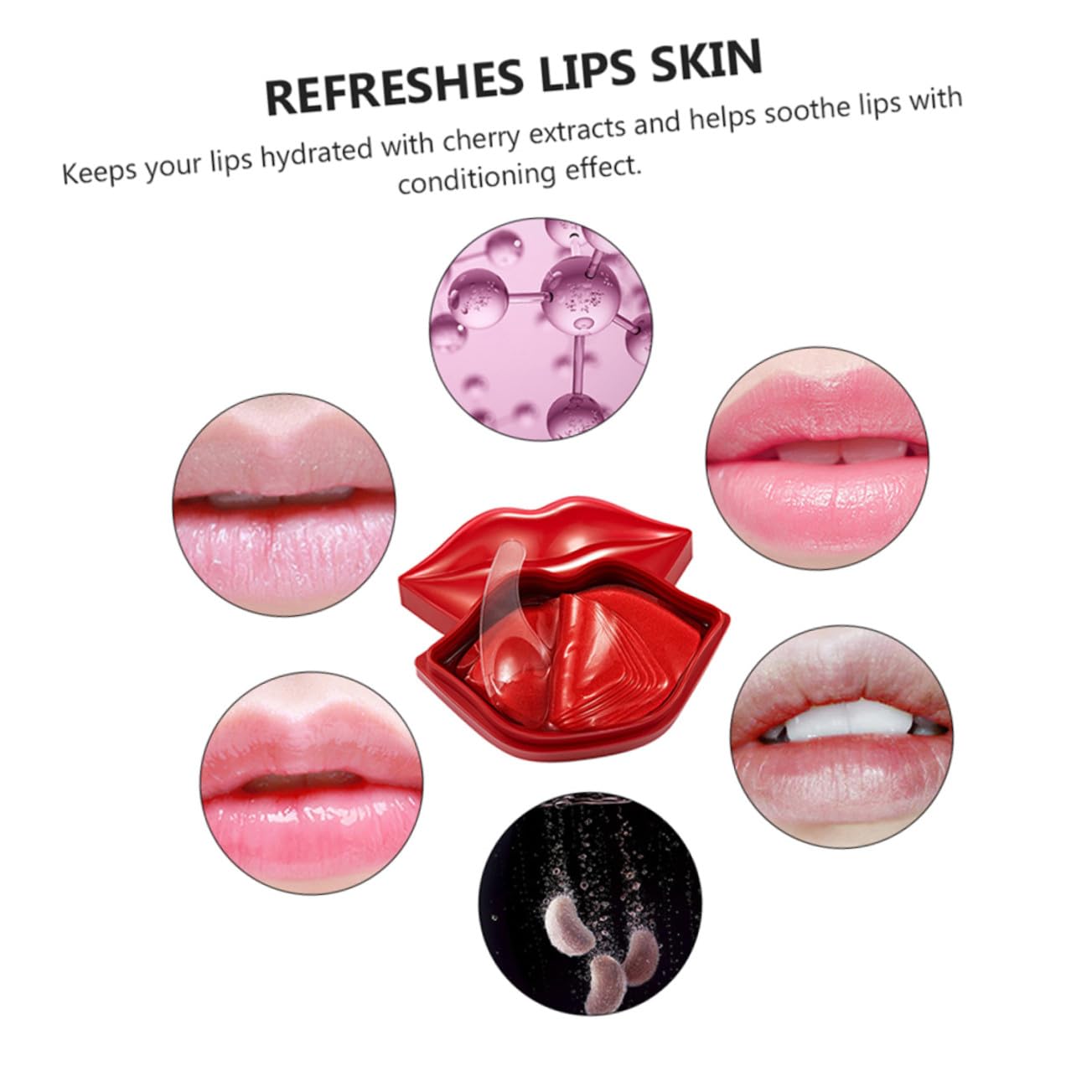 Lippenmaske 60 Stück Allantoin, Rot, Feuchtigkeitsspendend