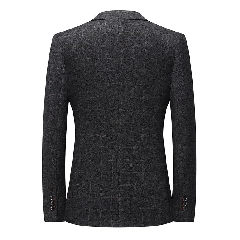 Mens Black Casual Sport Coats Two Button Slim Fit Lightweight Plaid Lined Notch Lapel Suit Jacket2