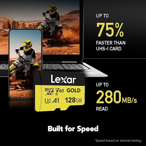 Miniatura 5 de Lexar Tarjeta micro SD profesional de 128 GB, UHS-II, C10, U3, V60, A1, Full HD, 4K UHD, hasta 280100 MBs, para drones, cámaras de acción,