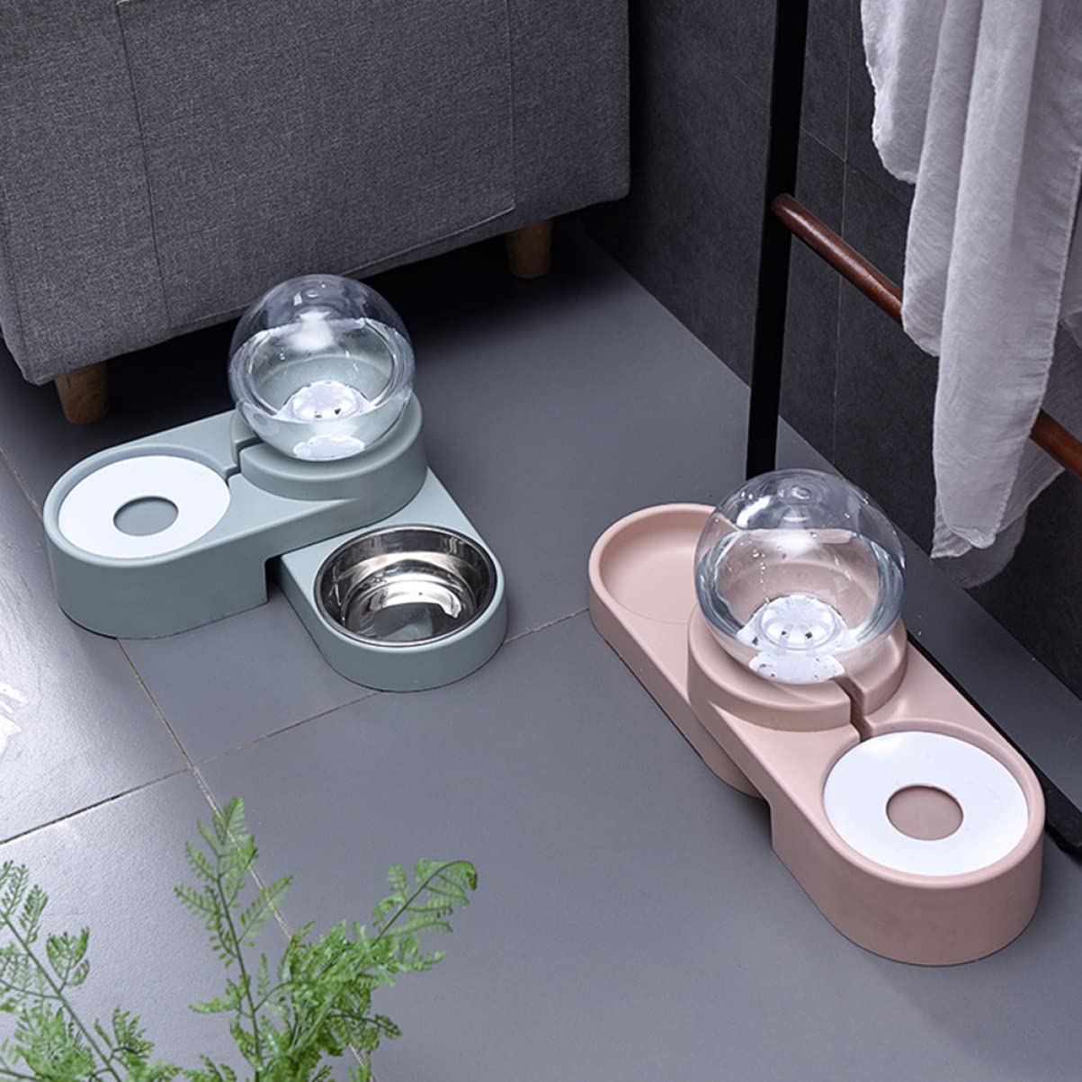 Automatischer Wasserspender Für Haustiere Doppelschüssel Aus Lebensmittelechtem Kunststoff Blau Für Hunde Und Katzen Mit Schwerkraftfunktion