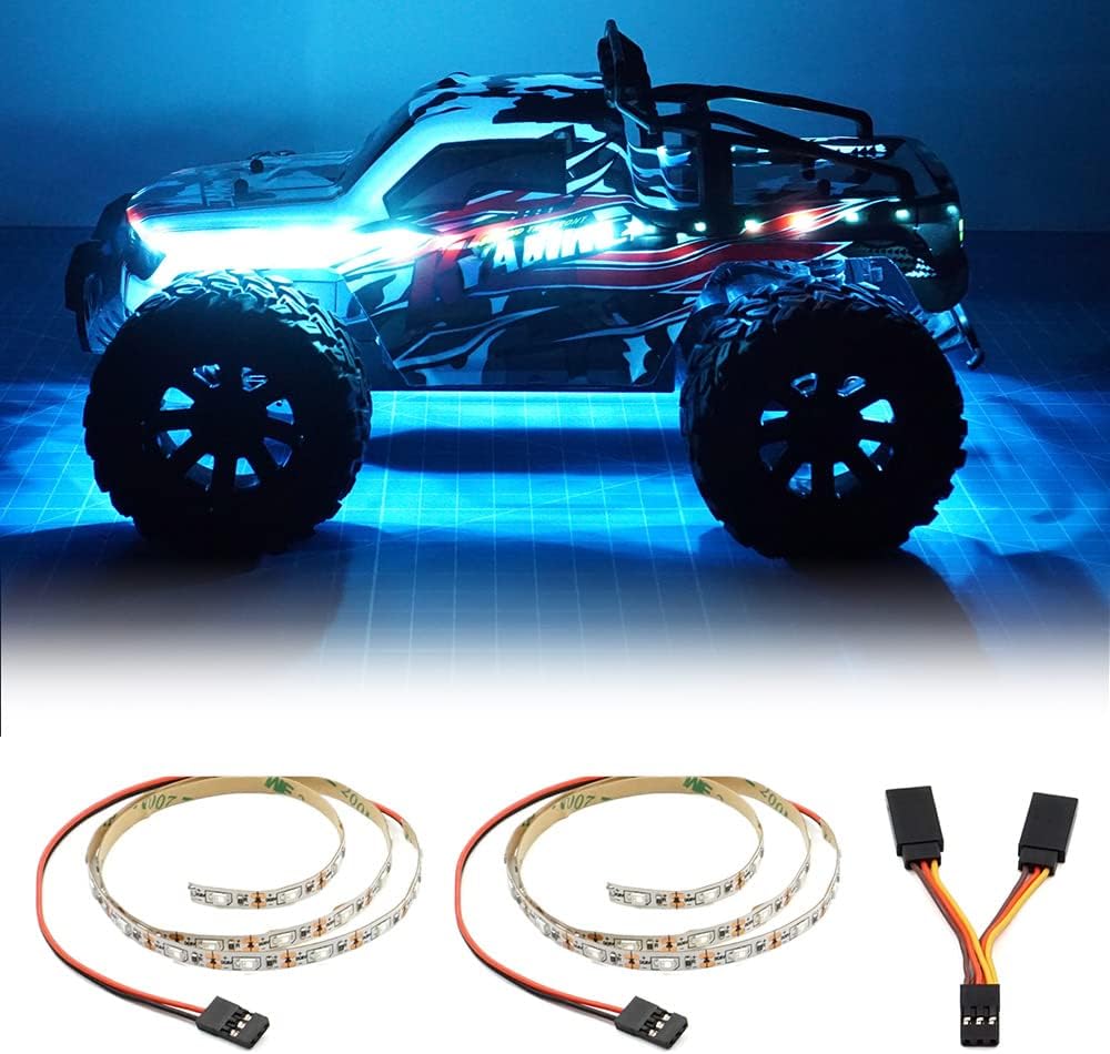 LED Light Strip for RC Fixed Wing Airplane Flying Wing Plane AR Wing Drone Model Car Truck (Ice Blue)