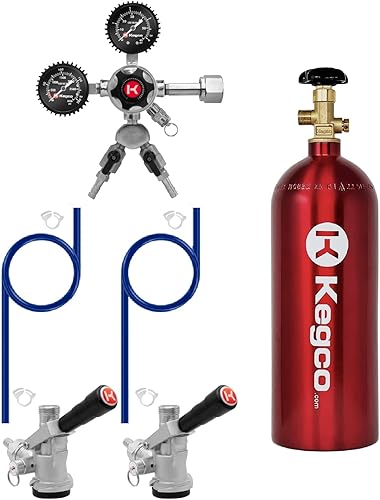 Miniatura 2 de Kegco 2PDDK5 - Kit de dibujo directo de 2 productos para Kegerators comerciales y cajas de jockey con tanque de CO2 de 5 libras