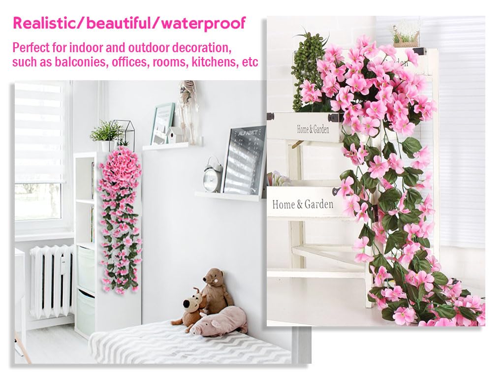 Veryhome 2 Pièces 69 Têtes 5.7FT Artificielle Rose Vigne Soie Faux Fleurs Guirlande Plante Floral Ivy Décorations Pour La Maison De Mariage Arrangement Parti Jardin Décor Rose