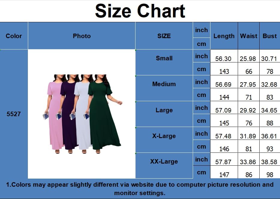 SperLucky Maxi Dresses for Women Elegant Long Dress Short Sleeve Dress Casual Round Neck Loose Party Dress - Image 4