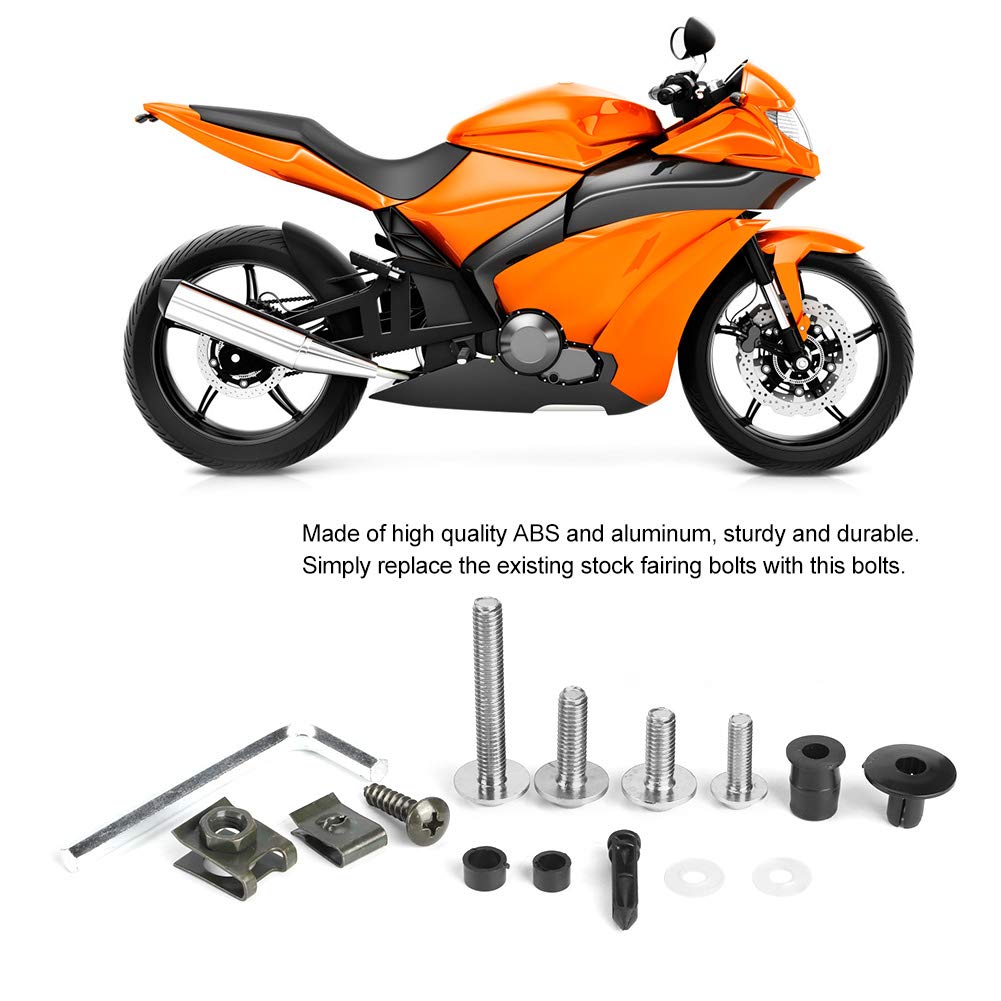 223 Piezas Kit de Pernos de Carenado, Kit de Pernos de Carenado Universal para Motocicleta Tornillos Sujetadores Kits de Montaje de Carrocería Arandelas Tuercas Tornillos Surtido de Clips(Plata)