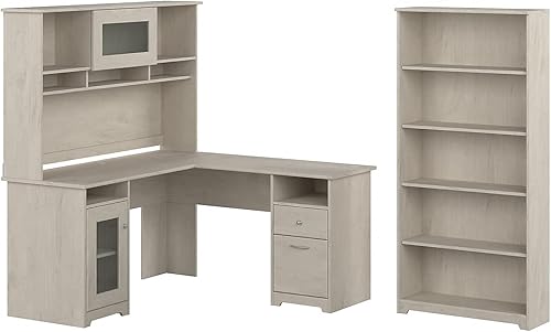Miniatura 11 de Bush Furniture Cabot - Escritorios para oficina en casa, 60 W, color roble espresso Roble Espresso,Gris ceniza,Gris brezo,Roble blanco de lino.,gris