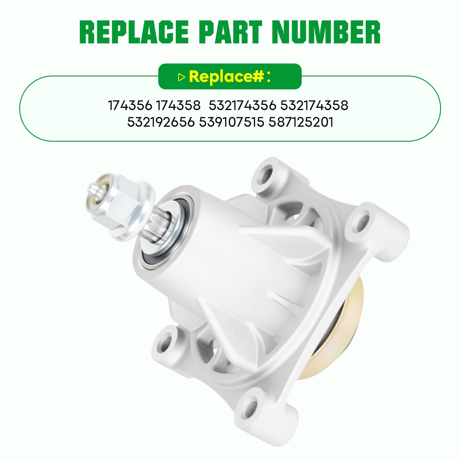 Youxmoto Conjunto de husillo de cubierta de 46 pulgadas para Husqvarna 174356 174358 532174356 532192656 539107515 587125201 (paquete de 2)