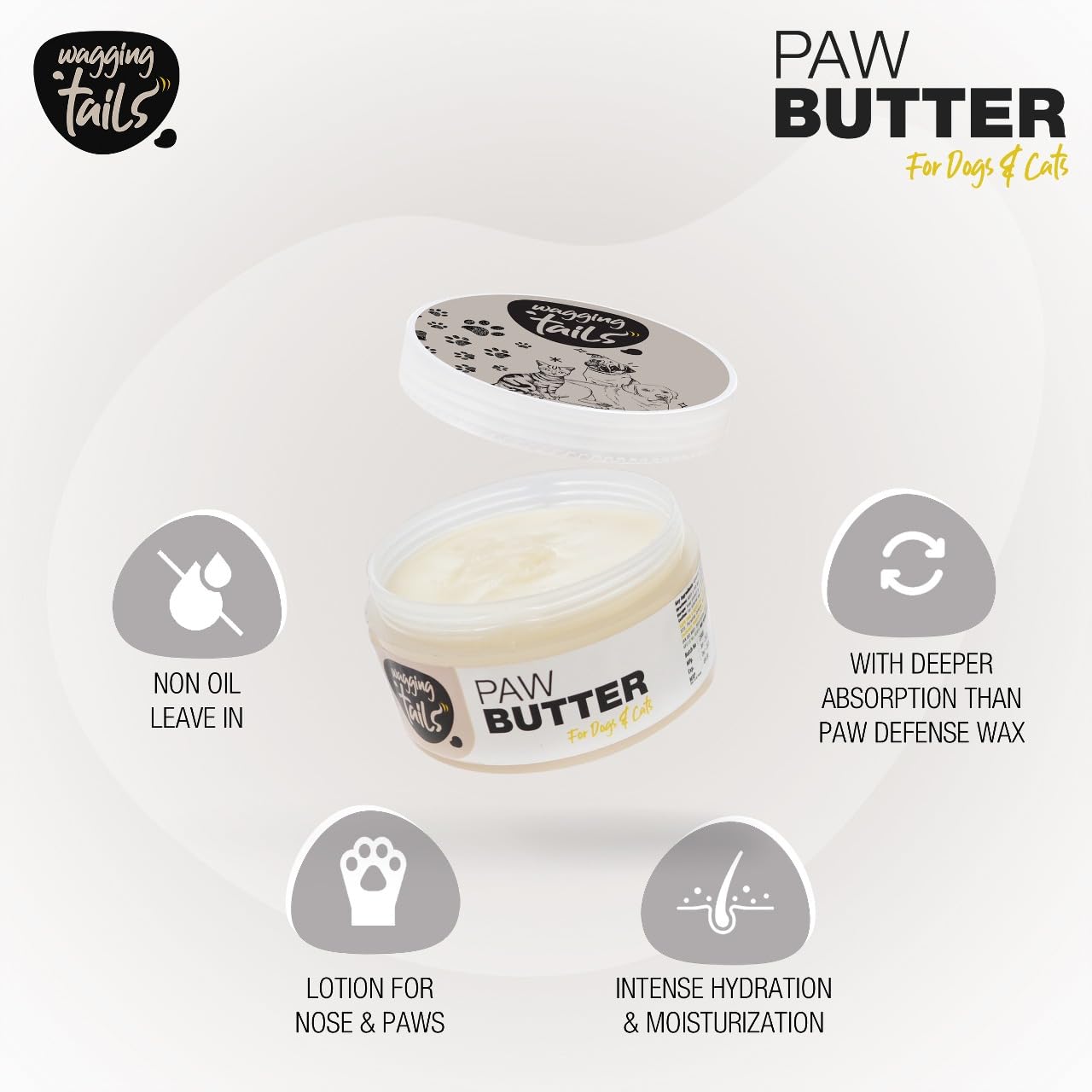 Wagging Tails 2 in 1 combo for pets|Paw Spray 100ml + Paw Butter 50Gm| Paw Spray for Dirty & Muddy Paws | Paw Butter for Heal & Repair Cracked Paws |Natural Grooming Combo for Dogs, Cats & Puppies Paw 4