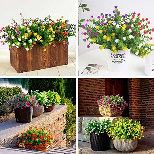 Visvic 21 Bundles Artificial Flowers For Outdoors, Uv Resistant No Fade Faux Plastic Greenery Shrubs Plants For Outside Window Box Hanging Planter Garden Porch Wedding Christmas Decor #TOP4