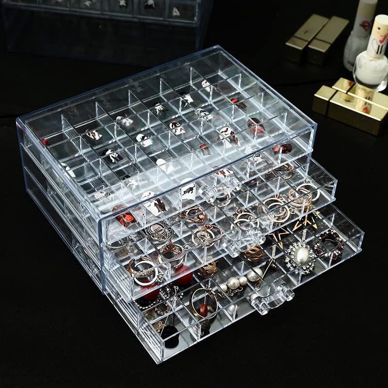 Miniatura 7 de CLUQMEIK Caja organizadora de aretes acrílico transparente para aretes collares cuentas organizador de puntas de uñas caja de joyería con 72
