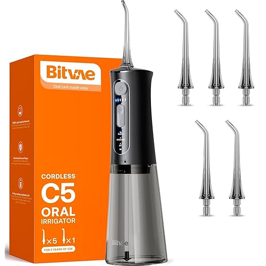 Bitvae Water Flosser Professional for Teeth , Portable 300ML Water Teeth Cleaner Picks , 3 Cleaning Modes 6 Jet Tips , IPX7 Waterproof , USB Rechargeable Water Dental Picks for Cleaning