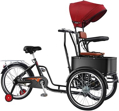 Adult Tricycle Senior Pedal Bike 20" 3 Wheel Cruiser Bike Luggage Carrier Park Ride Adjustable Height with 1 or 2 Seater Seat with Removable Sun Shade and Large Basket Shopping Recreation Women Men