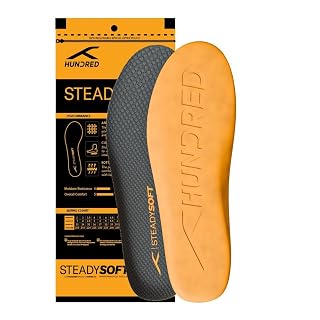 Hundred Steady Soft Performance Insoles | Plush Cushioning | Anti-Slip | Soft & Breathable | Personalized Comfort for Any Shoe | Unisex | 1 Pair (Orange/UK 9.5)