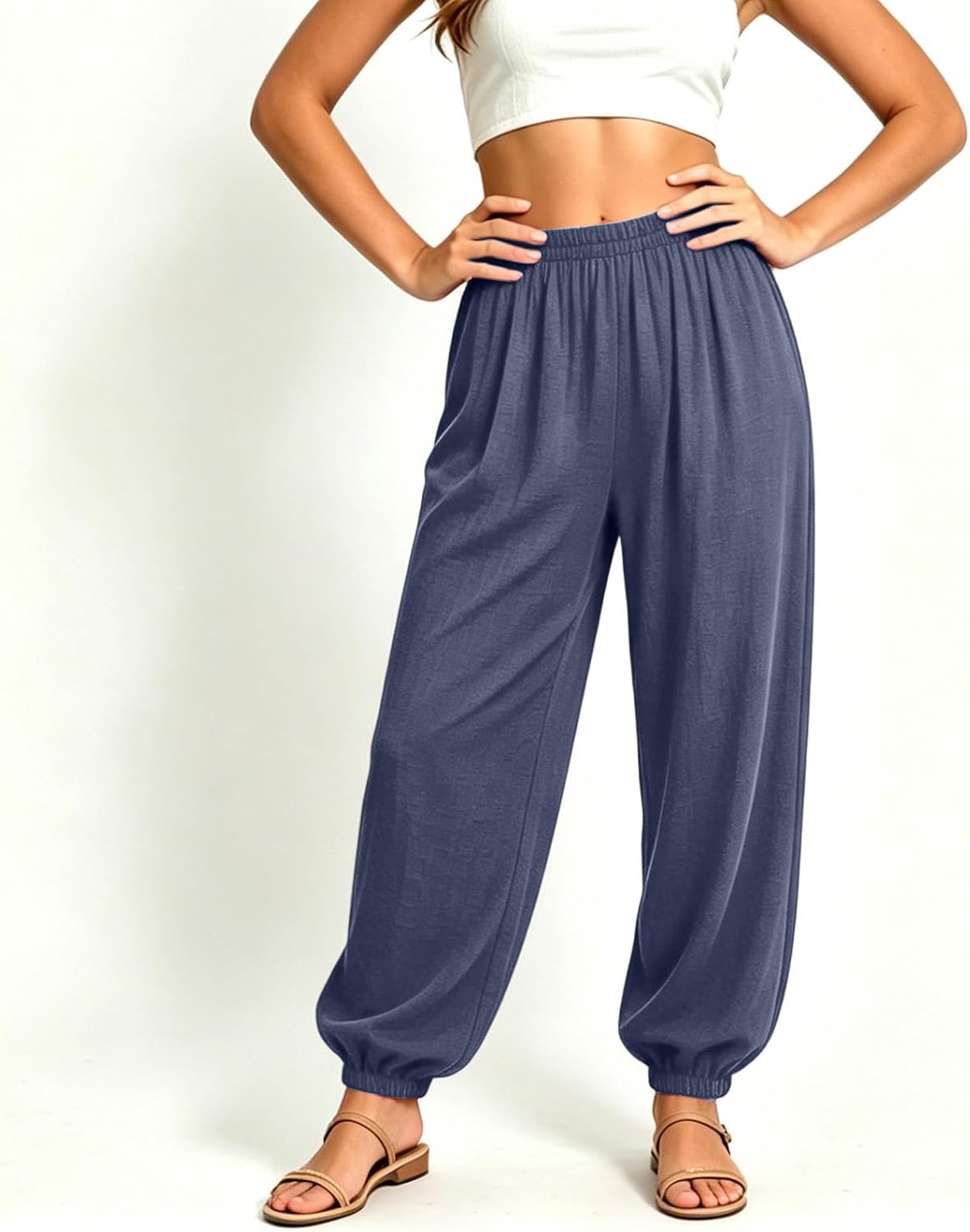 Womens Loose Harem Pants Joggers High Waist Yoga Sweatpants Cotton Comfy Casual Pants Workout Pant with Pockets