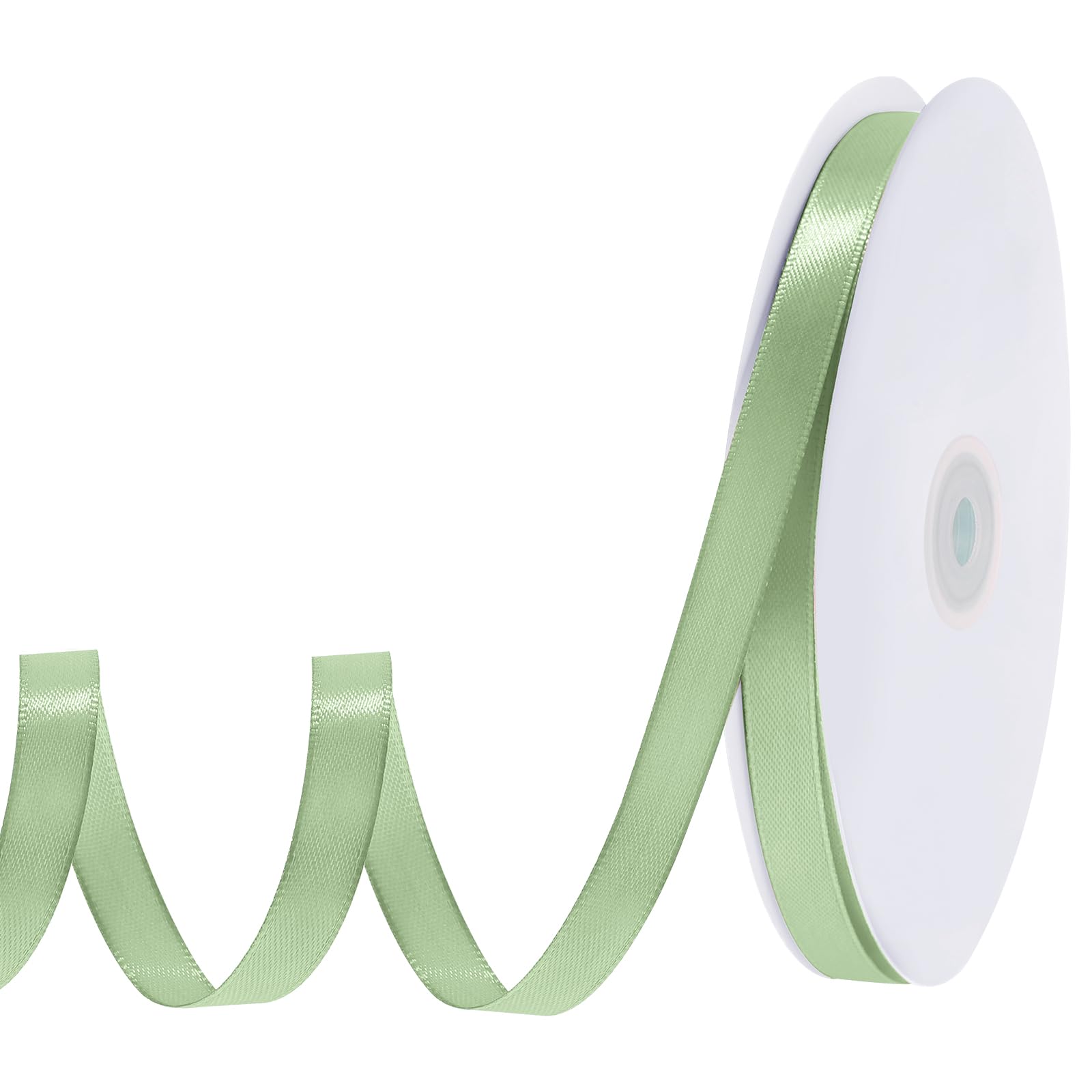 woric 120 Yards Sage Green Ribbon 3/8 Inch Light Green Thin Satin Ribbon