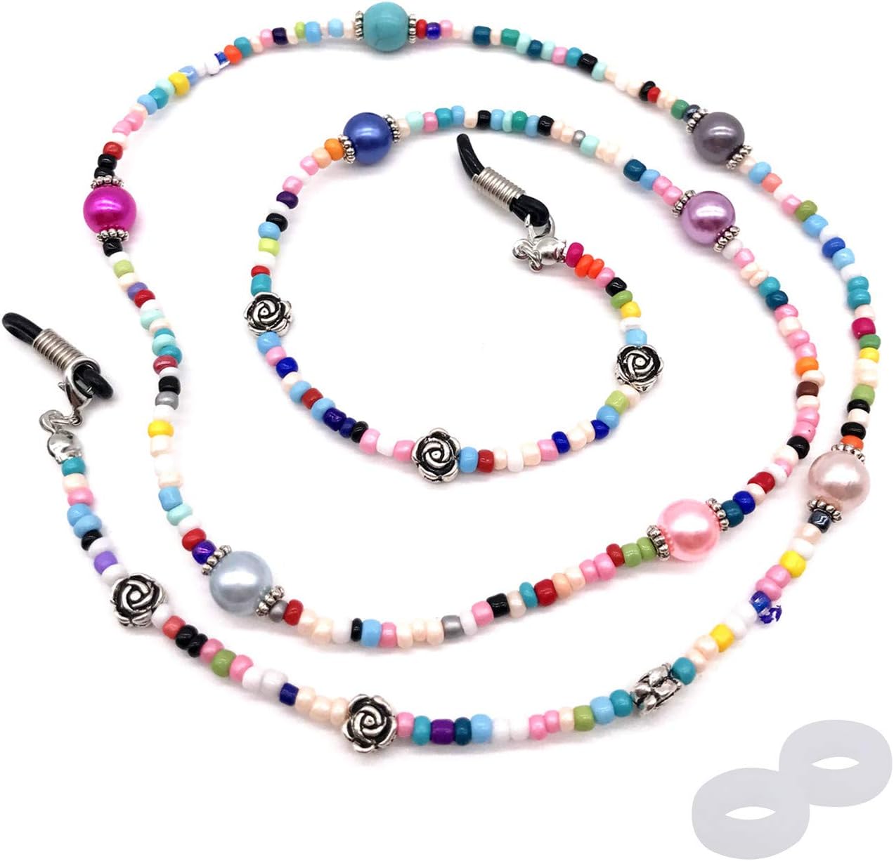 Beaded Eyeglass Chain Sunglasses Holder Strap Eyewear Retainer Lanyard (Colorful bead)
