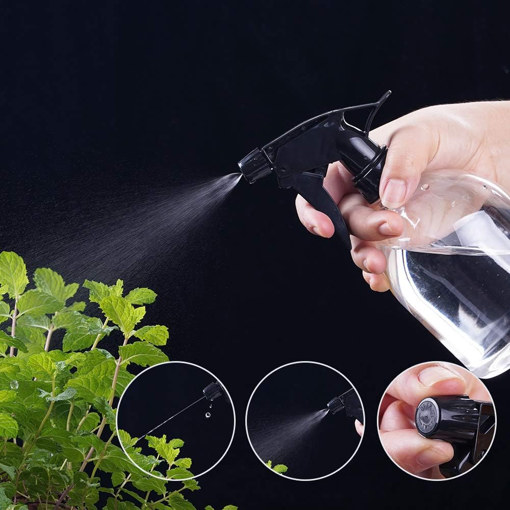 Spray Bottles, 6 Pcs 16.5oz Plastic Spray Bottles Durable Clear Empty Spray Bottles with Adjustable Spray Head for Plant Watering, Haircutting, Kitchen Cleaning, Alcohol Disinfection, Pet Cleaning.