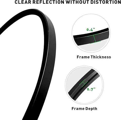 Miniatura 4 de zenmag Espejo ovalado negro, espejo de baño ovalado de 36 x 24 pulgadas, espejo grande con marco de metal, espejo de tocador negro, espejo de pared