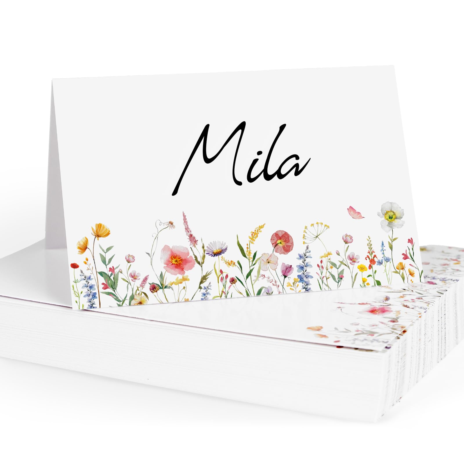 50pcs Flower Wedding Place Cards for Table Pre-Scored Name Cards for Table Setting Wedding Birthday Party Decorations