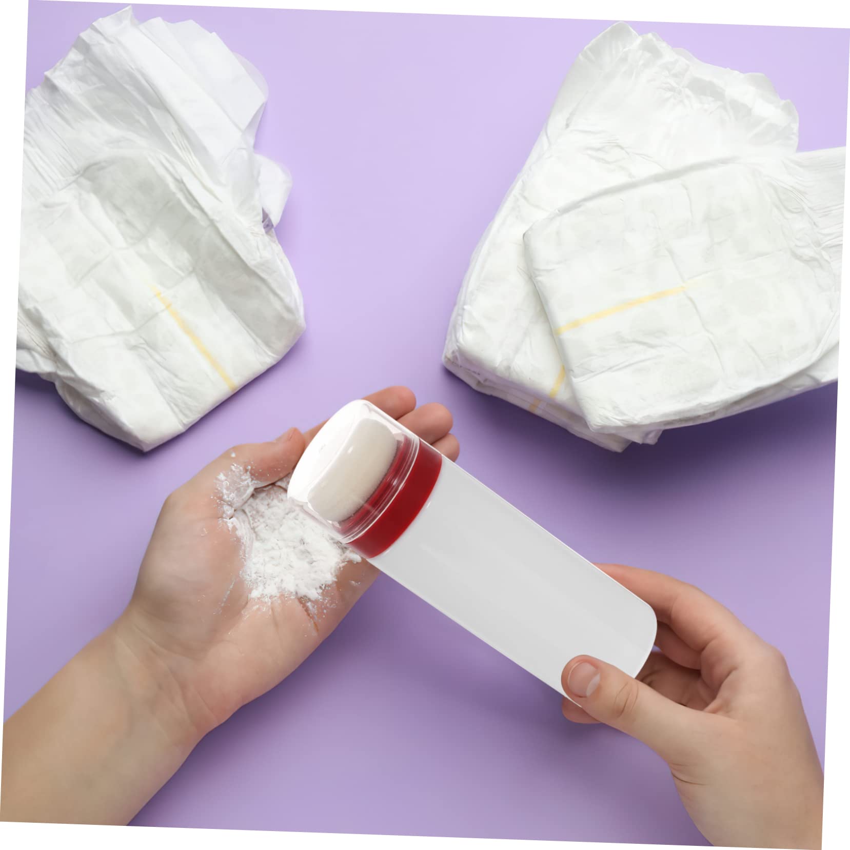 Toddmomy 2pcs Powder Puff Containers with Dust Cover Durable Talcum Powder Bottles for Boy Girl Easy to Clean present for Parents Lid Color Random Color