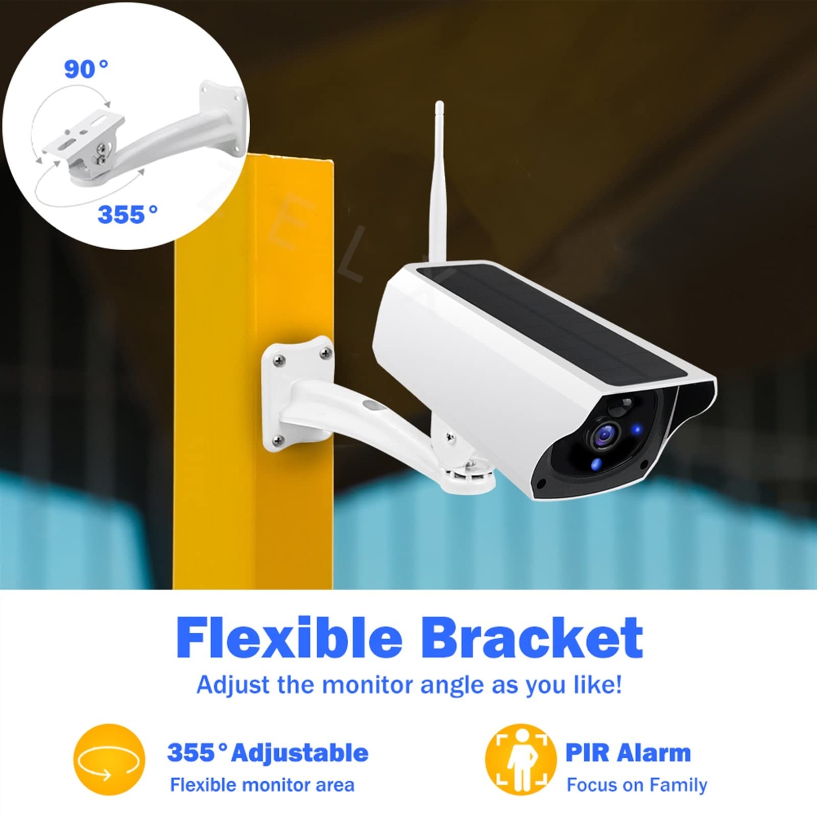 Telecamera Wifi Esterno, Telecamera di videosorveglianza solare da 2 MP 1080P telecamera IP di sicurezza CCTV batteria ricaricabile esterna rilevamento del movimento impermeabile ,Sicurezza, Antifurto