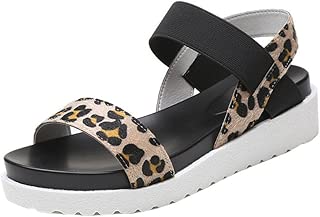 iYBUIA Women's Ladies Sandals Shoes Solid Ankle Tieaged Leather Flat Sandals