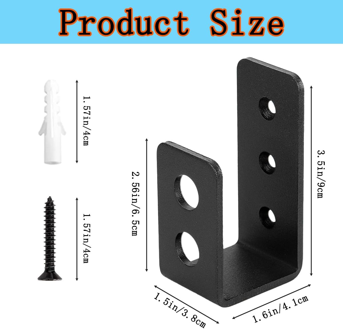 2x4 Door Barricade Brackets (4 Pack) - Heavy Duty U-Shaped Security Bar Brackets for Reinforcing Doors on Homes, Garages, Barns, Sheds & Gates - Includes Mounting Hardware