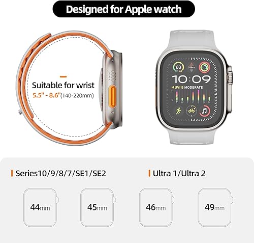 X-it Magnetic Sport Band for Apple Watch (49mm, 46mm, 45mm, 44mm) - Sweat-Proof Silicone, Breathable Unisex Strap - Compatible with iWatch Ultra 2/1, Series 10-5 SE&SE2
