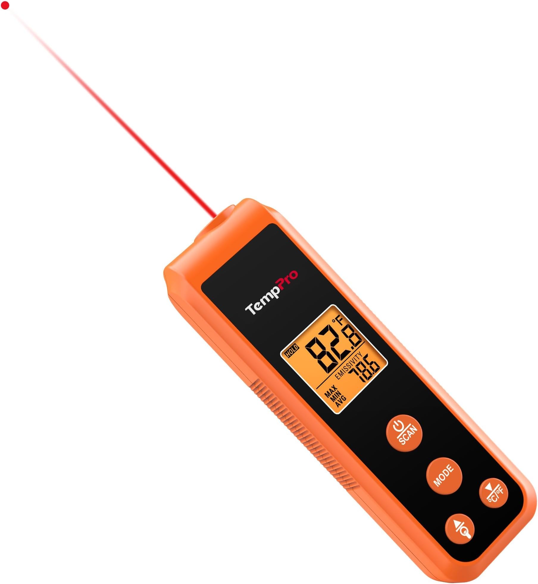 TempScan Mini-Sized Infrared Thermometer Gun for HVAC Engine BBQ | Temperature Gun with Max/Min/Avg Display, Infrared Thermometer for Cooking Pizza Oven Accessories, -58~1022ยฐF Temp Gun