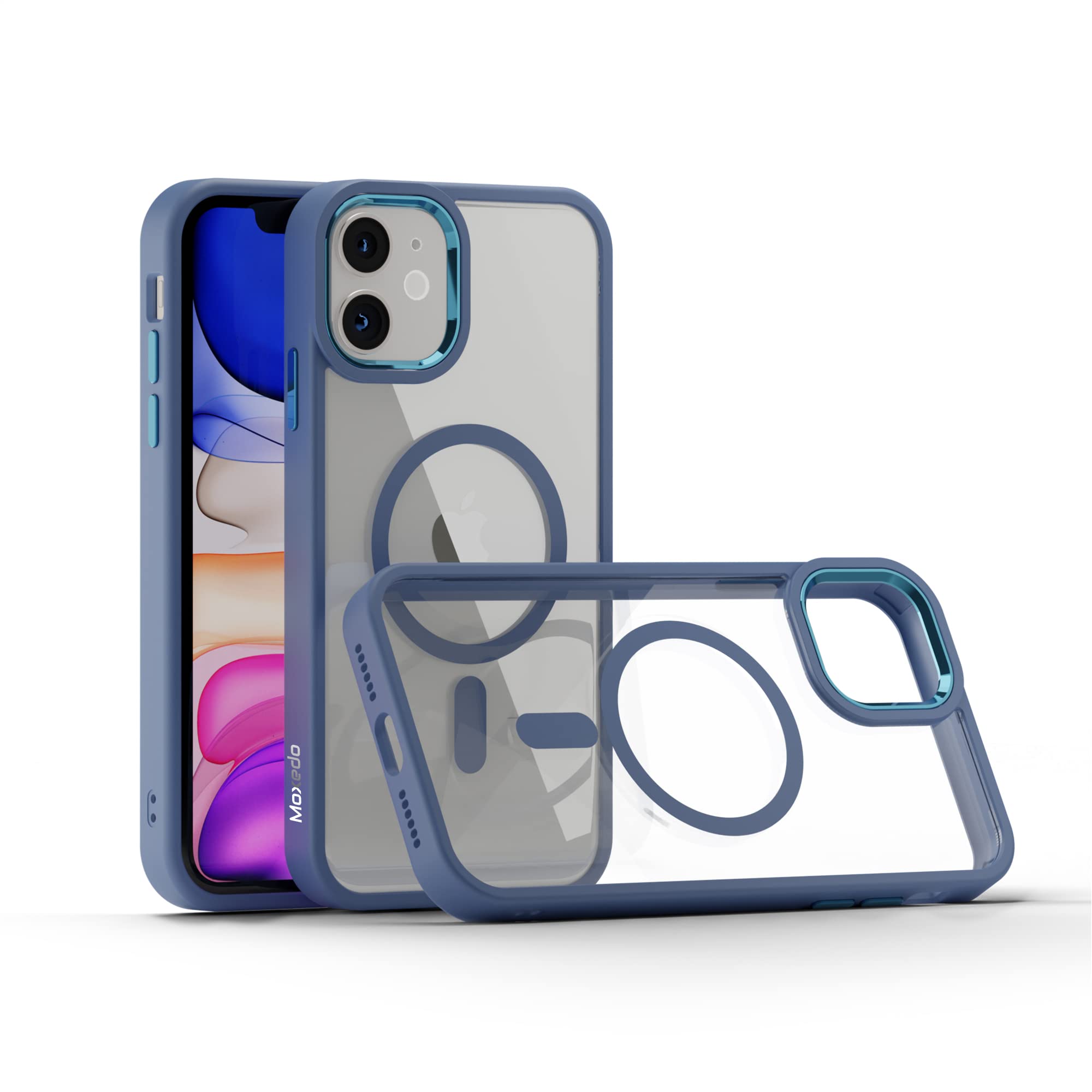 Moxedo Magnetic Protective Case 360 Protection Clear Case Hard PC with Built-in Strong Magnets Compatible with MagSafe Designed for iPhone 11 6.1 inch (Blue)