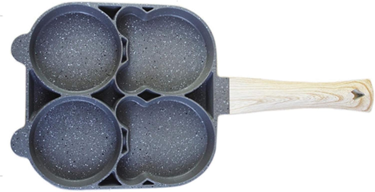 Frying Pan Four-Hole Omelette Pan Flat Bottom Non-Stick Breakfast Egg Burger Frying Pan Dumpling Pan Kitchen Artifact Small Pancake (Color : Maifan Lime Size : 36cm) (Maifan Lime 36cm)