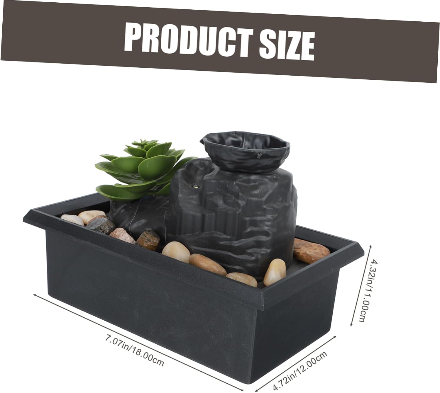 2pcs Artificial Water Fountain Zen Decor Tabletop Fountain Waterfall for Home Office Meditation Room