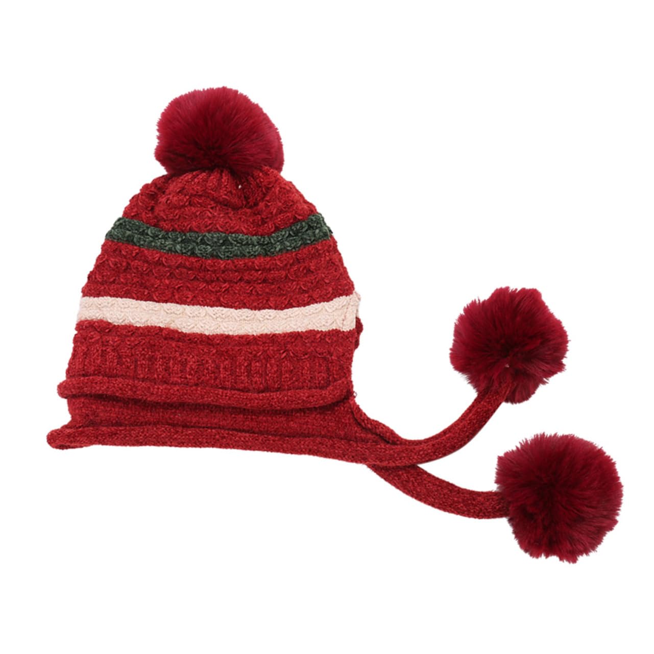 SOIMISS 2piezas Gorro De Lana Trenzado Para Mujer Pompones Sombrero Cálido y Cómodo Para Esquí y Actividades Al Aire