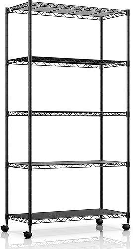 Simple Deluxe Estantería de almacenamiento resistente de 5 niveles, capacidad de carga de 1250 libras, 29.92 pulgadas de ancho x 13.98 pulgadas de