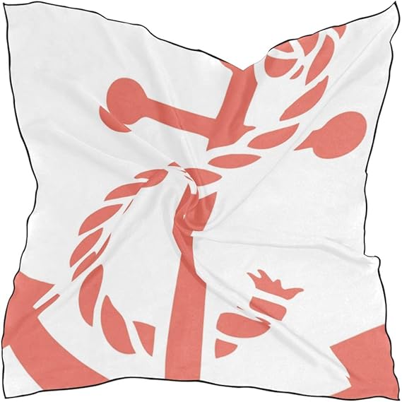 Amazon レディース スカーフ シルク 正方形 サンゴの赤いアンカー 船のアンカー サンゴのアンカー 柄 お洒落 バンダナ 60 60cm 並行輸入品 スカーフ 通販