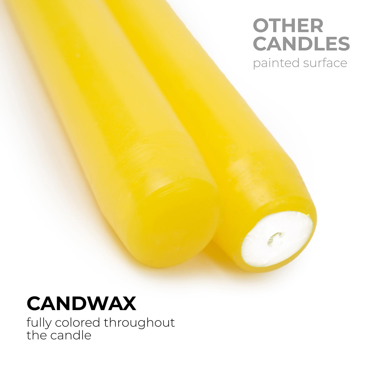 CANDWAX 10 inch Taper Candles - Set of 12 - Dripless Tapered Candlesticks - Perfect for Dinner or Home Décor Yellow Candles - Image 2