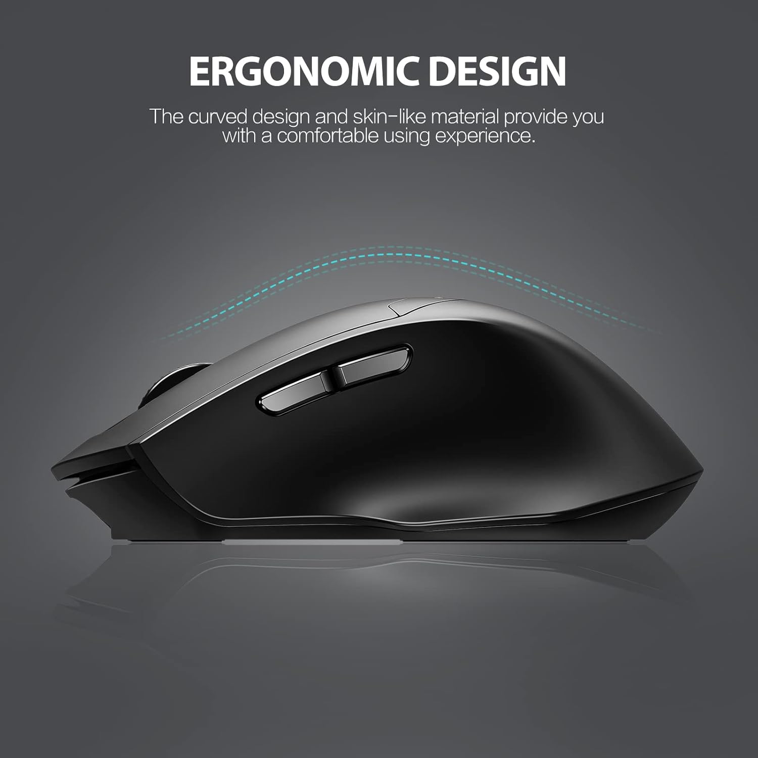 Side view of the INPHIC DR01 mouse, highlighting its ergonomic curved design