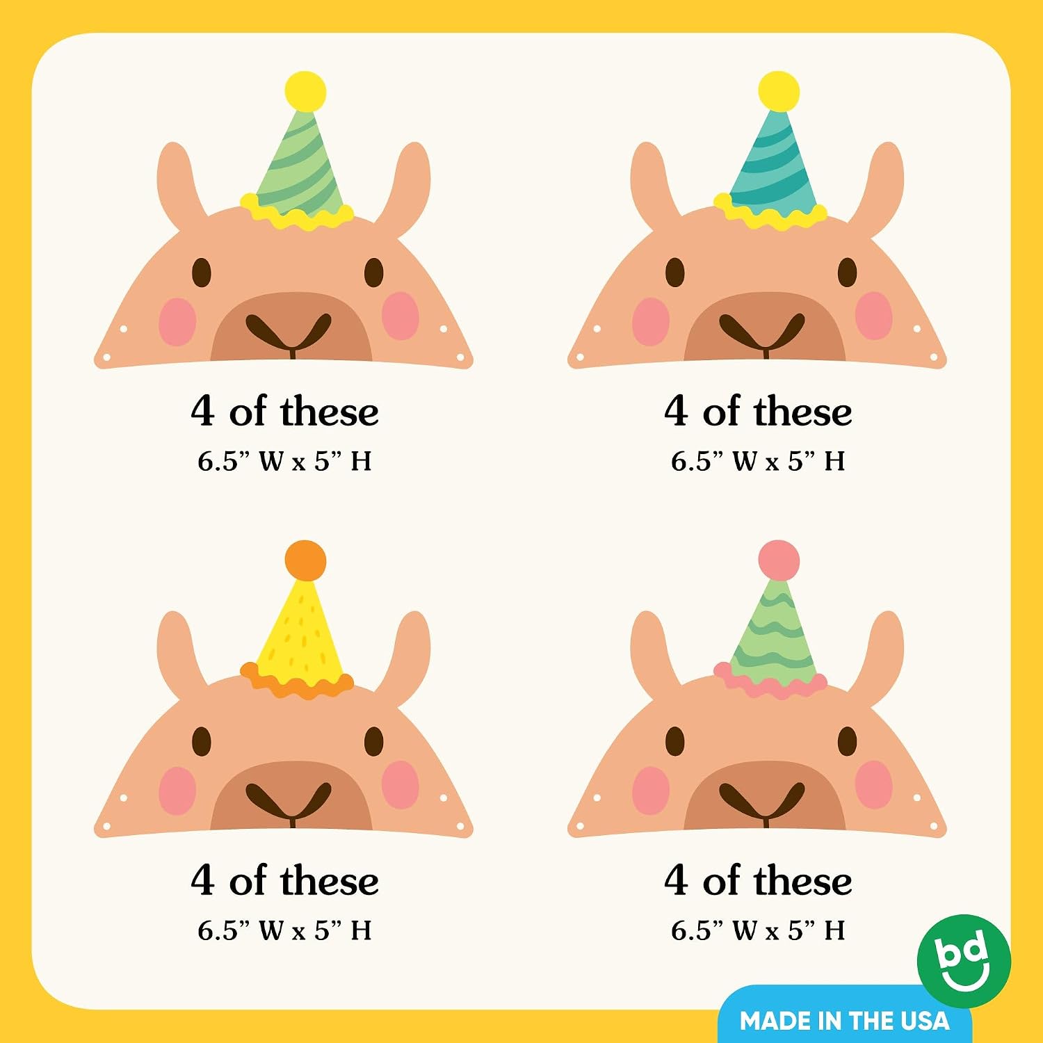 Big Dot of Happiness Capybara Paper Headband Crowns, Capy Birthday Theme for Kids, DIY Capybara Party Hat Favors, 16 Count
