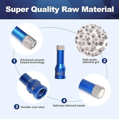 Miniatura 10 de Broca de núcleo de diamante de 6 pulgadas para azulejos de porcelana, cerámica, mármol, granito, perforación, 1 pieza de sierra de diamante soldada