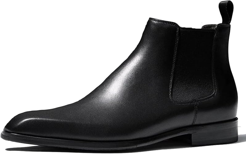 Stivaletti Uomo Stivaletti Chelsea Uomo In Pelle Con Nastro Rosso - Stile Casual Smart, Suola In Gomma, Comodi E Eleganti Scarpe Lavoro Comode - Foto 13