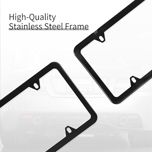 Miniatura 10 de GaRhomxy Marcos para matrícula, 2 soportes para placa de matrícula de acero inoxidable con 4 agujeros, marco protector para placas con tapas de