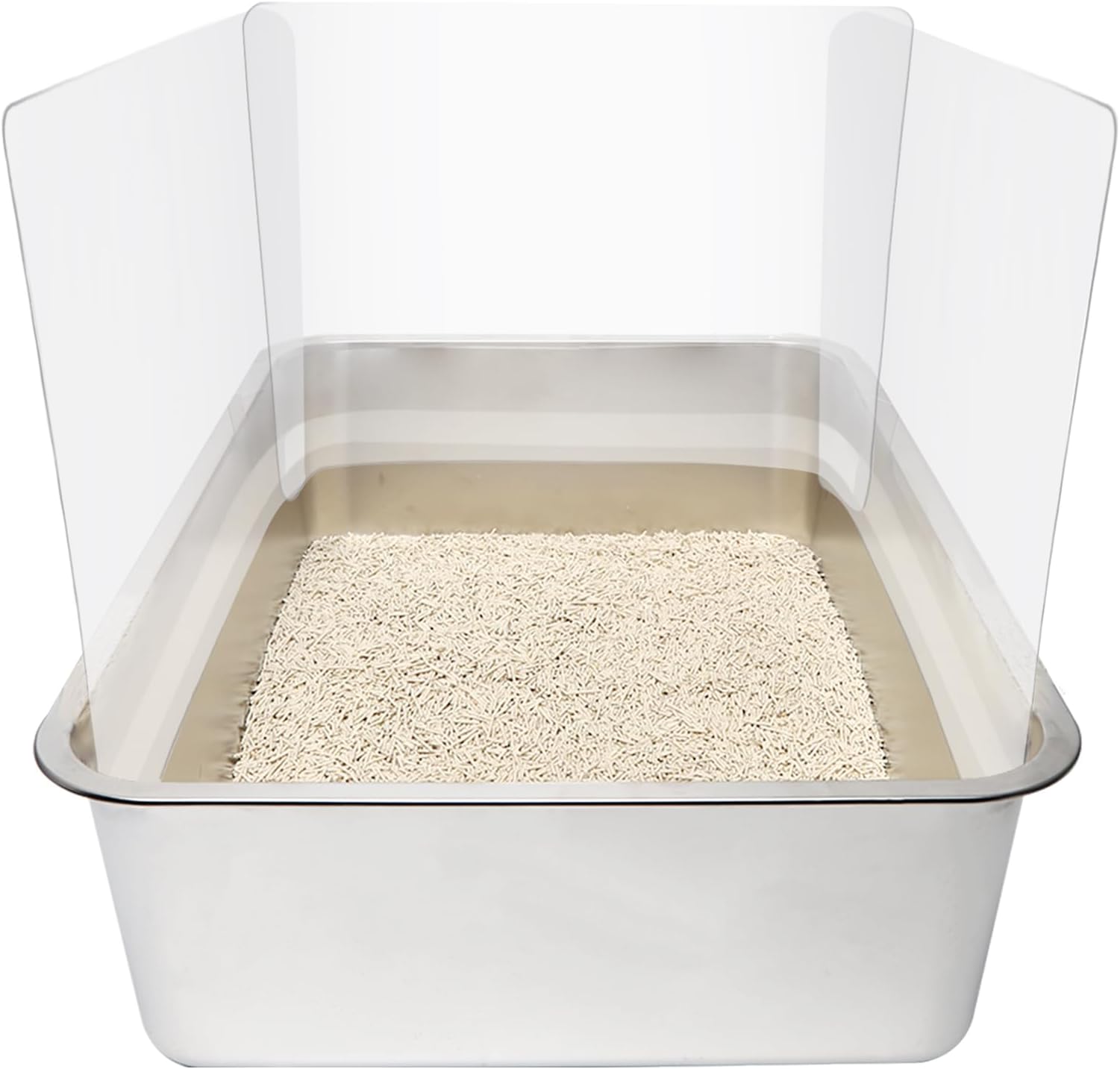 3PCS Cat Litter Box Pee Shields,Transparent Easy Clean Splash Guard for Open Top Litter Pan 14.5×11.5in- Litter Box Not Included (3, Clear)